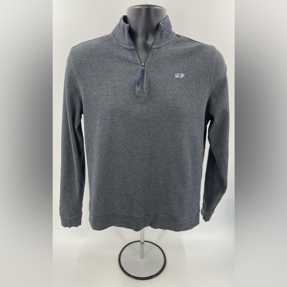 Vineyard Vines Heather Grey & Blue Shep Shirt 1/4‎ Zip Sweatshirt Boy’s XL (18)